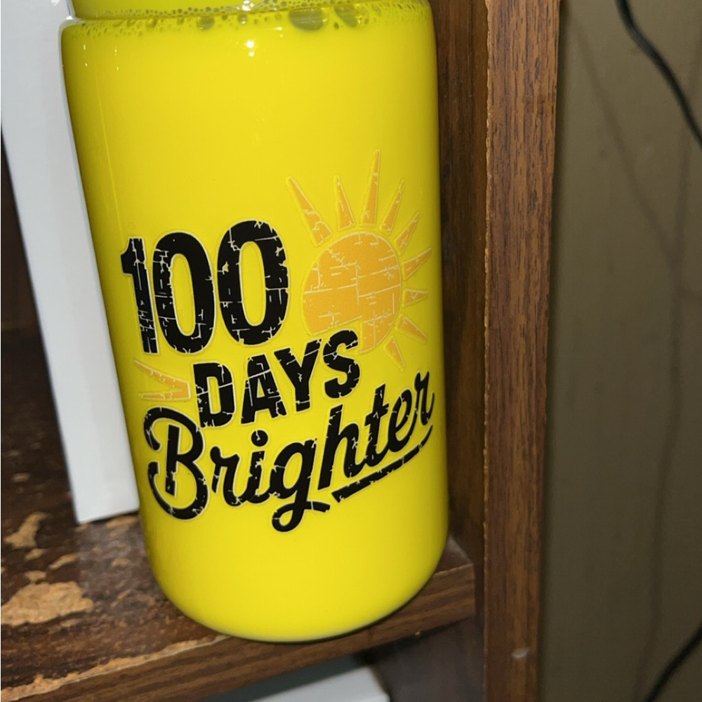 Yellow '100 Days Brighter' Insulated Drink Tumbler